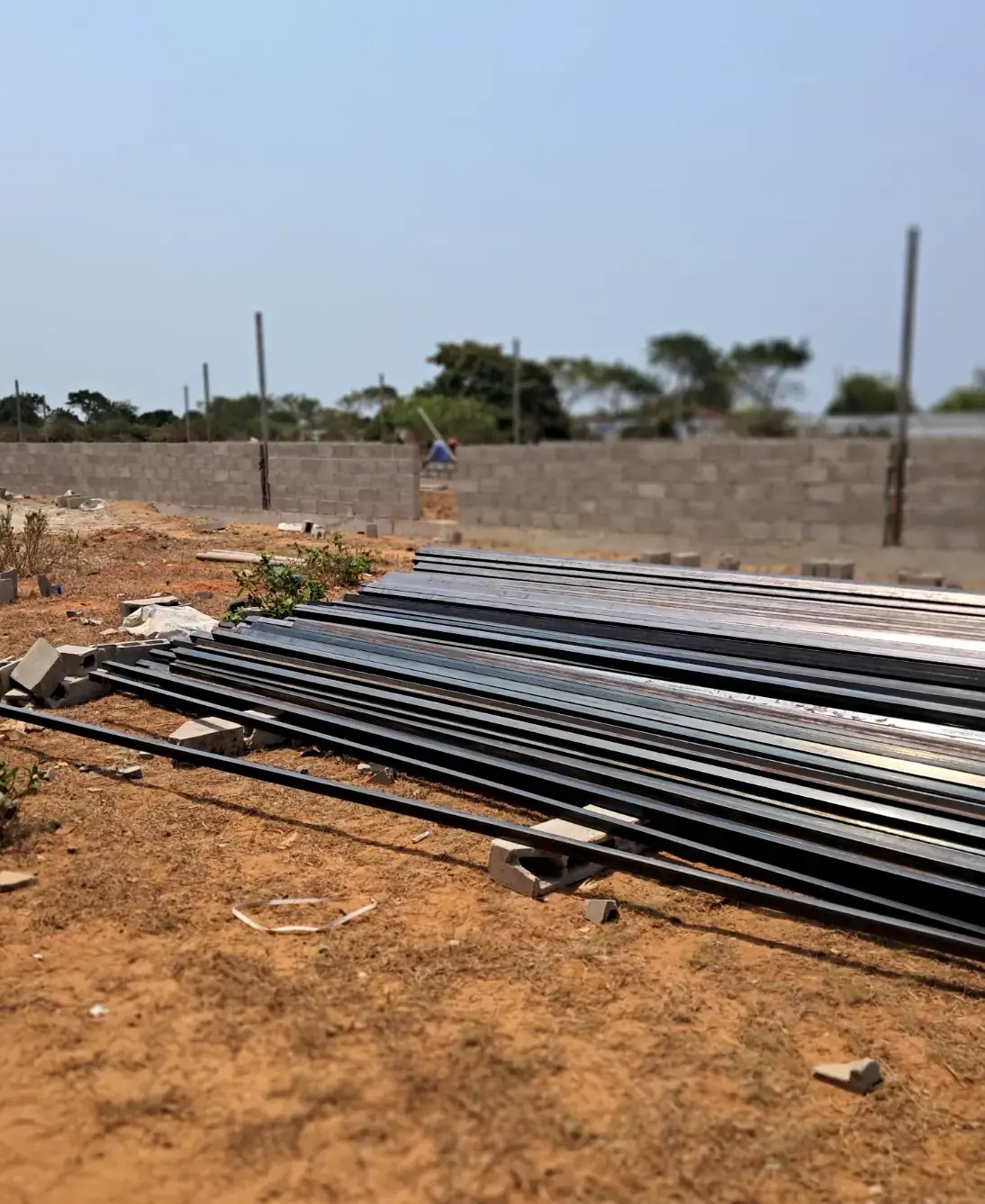 Steel profiles prepared for use on site